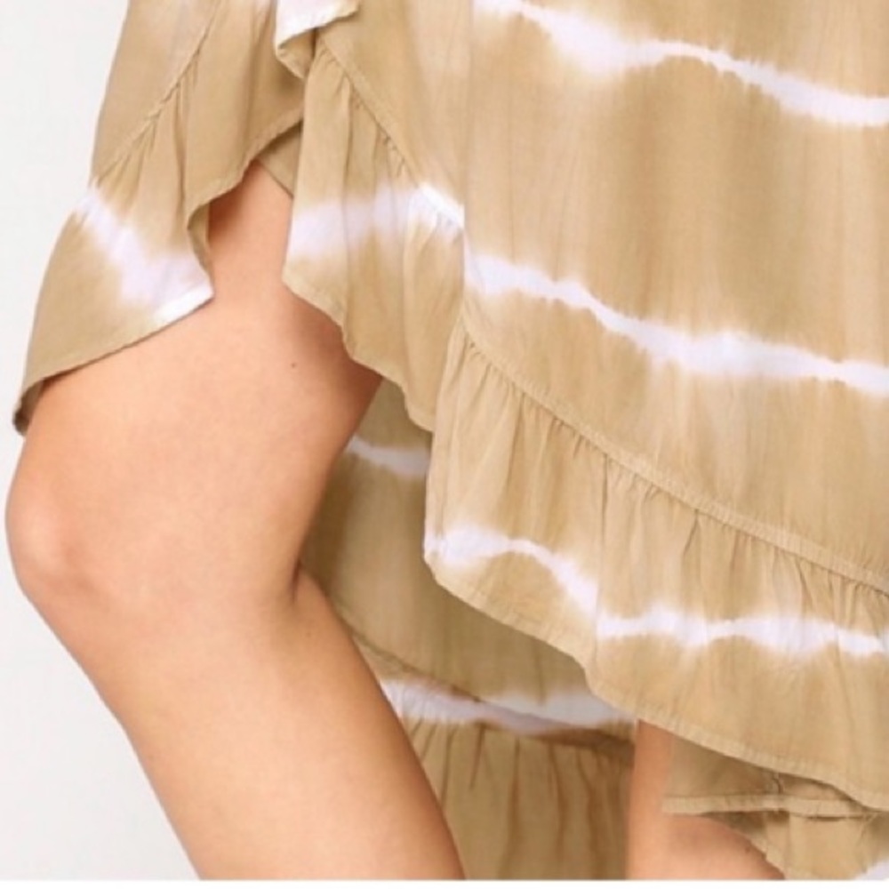 ☕️☕️💐Latte & White Striped Boho MIDI Wrap Dress💐☕️☕️ Boutique New soft☕️☕️💐 - Picture 5 of 7